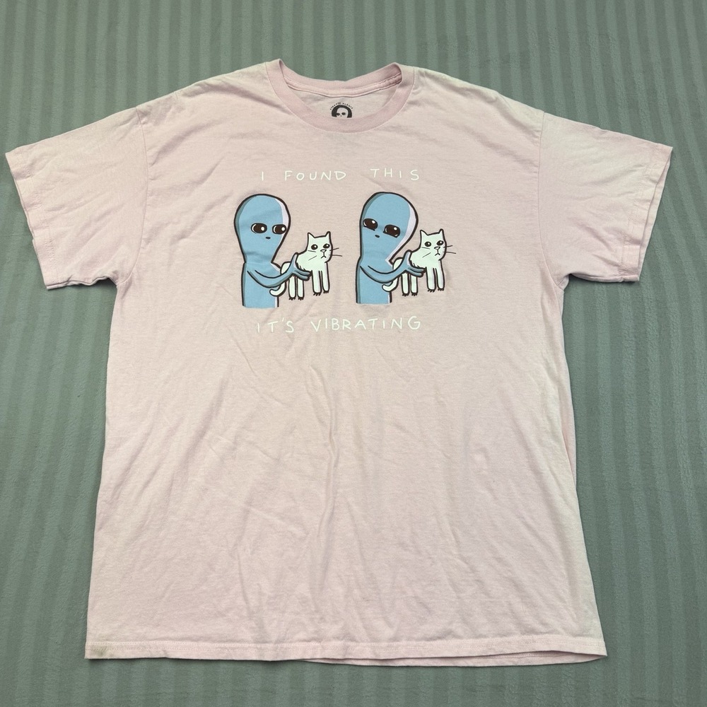 Strange Planet I Found This Its Vibrating T Shirt Alien Cat Pink XL